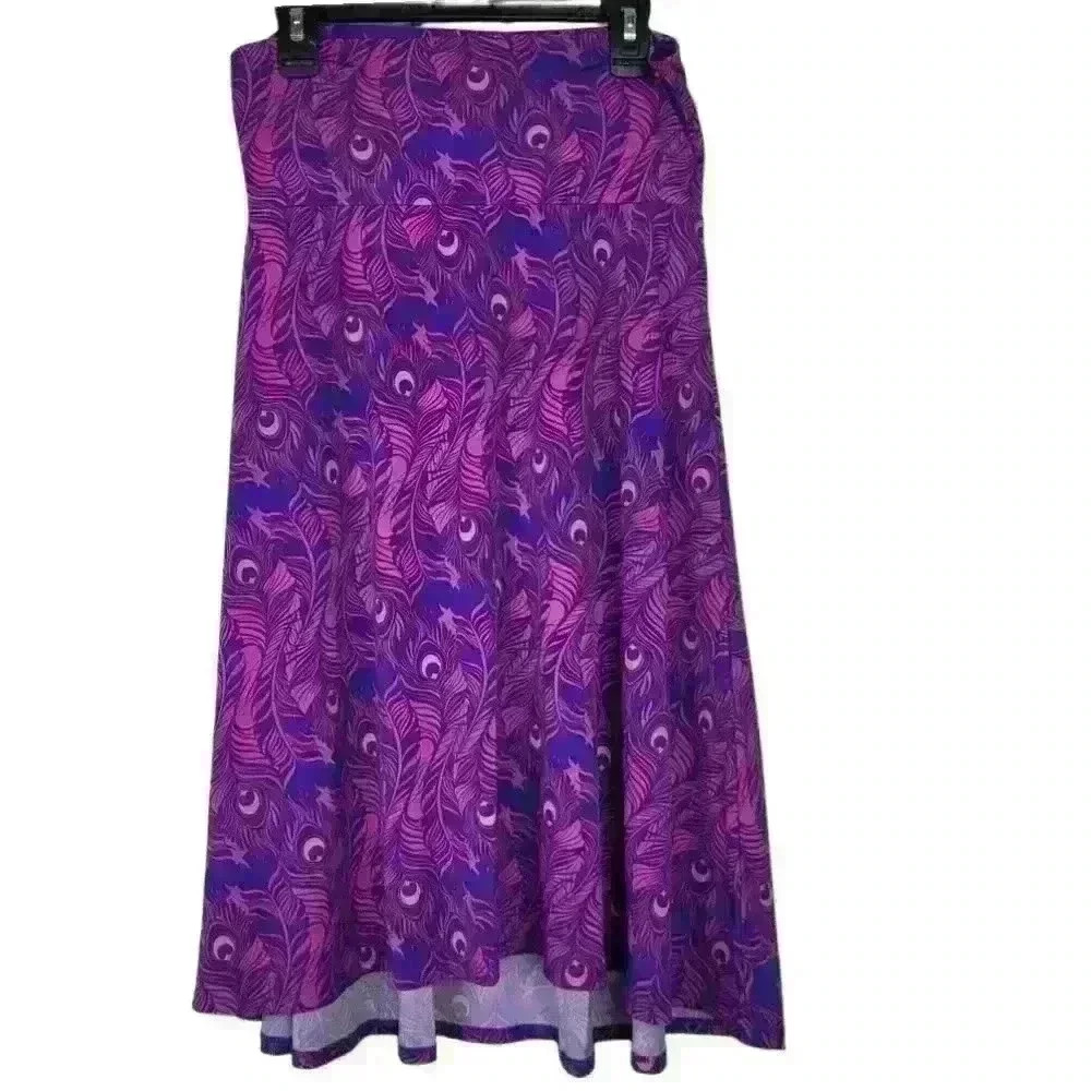 LuLaRoe Azure skirt in purple feathers Sz small